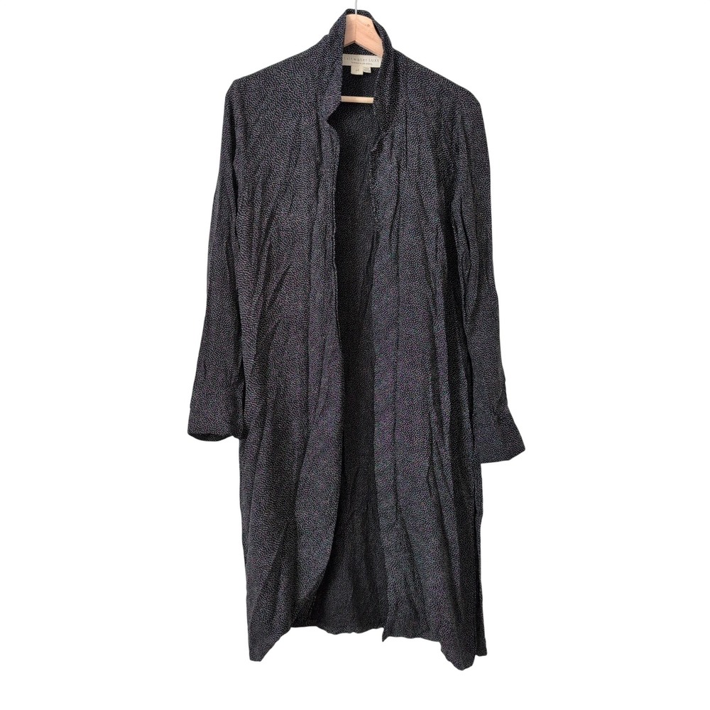 Saltwater Luxe Polka Dot Duster Open Cardigan Kimono Lightweight Black White M‎
